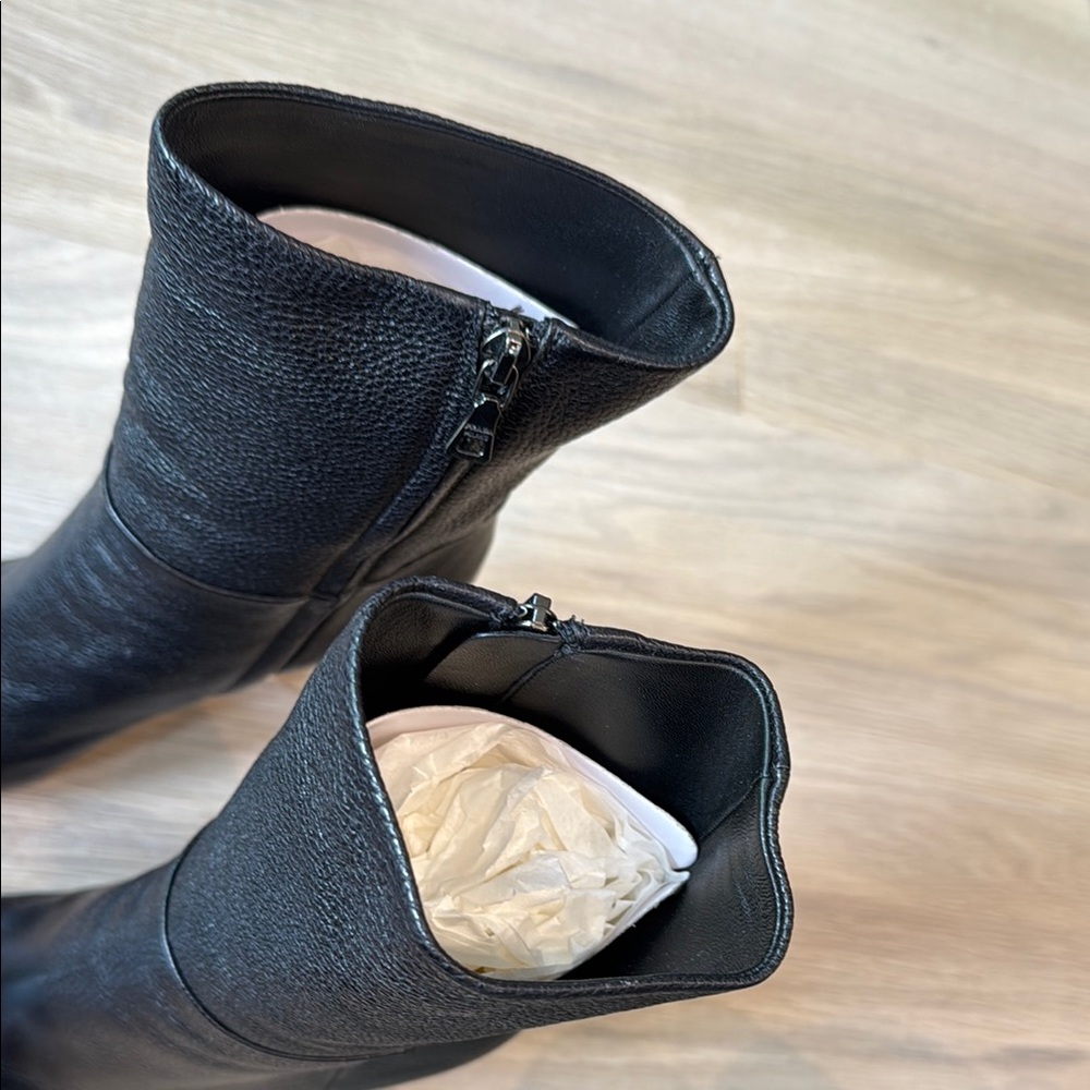 New in Box Prada Cervo Antic heeled Black Leather Women's Boots sz 38 - Picture 2 of 8